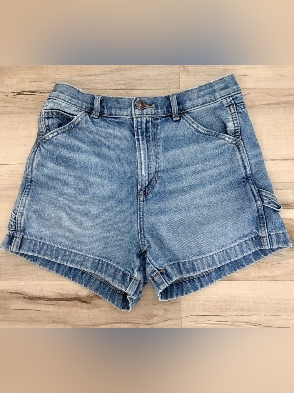 American Eagle Outfitters Faded Light Blue High-Rise Denim Shorts